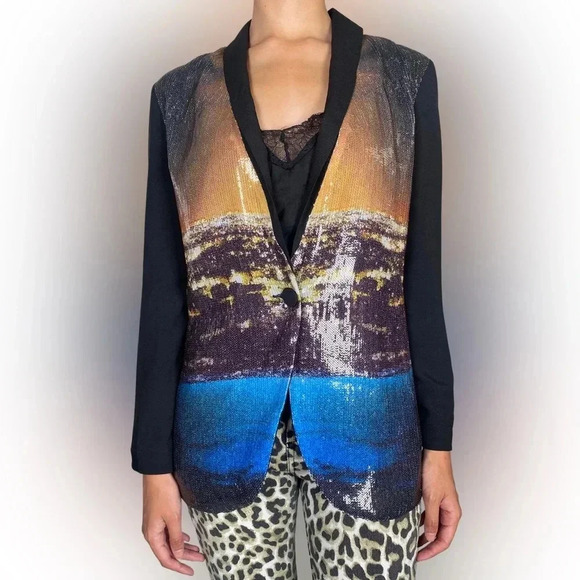 Clover Canyon Set, City Lights Sequin Pants and Jacket. - Picture 2 of 15